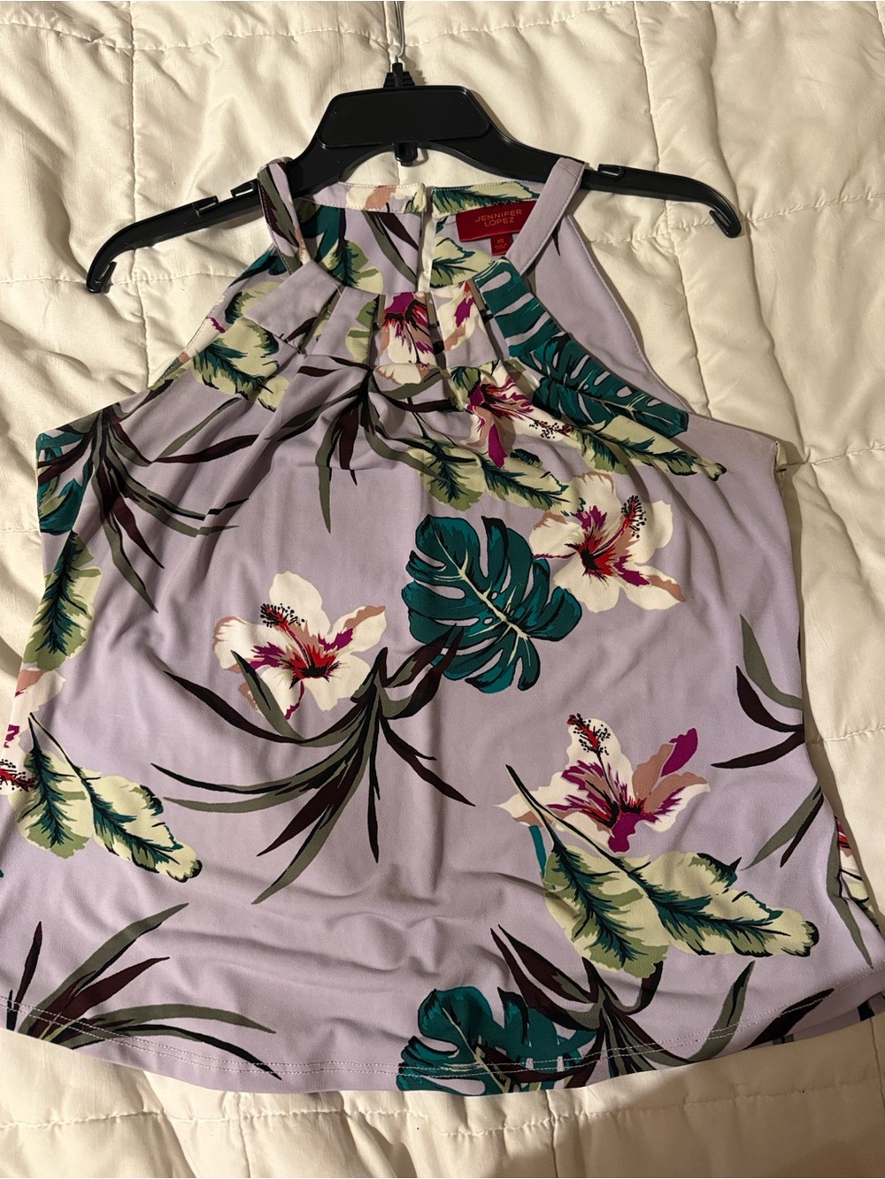Jennifer Lopez Lavender Tropical Halter Blouse
